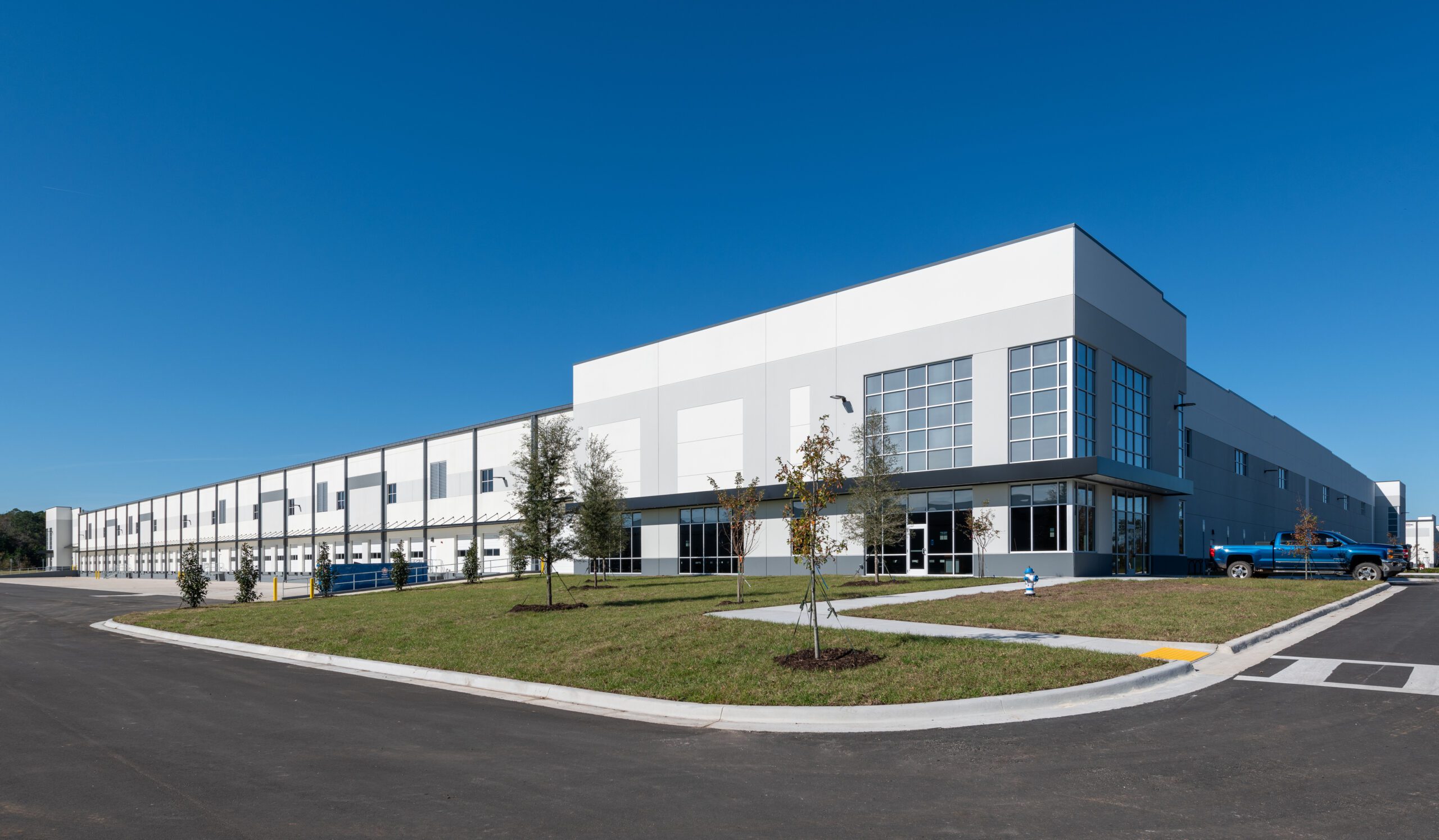 Exterior view of the new warehouse building